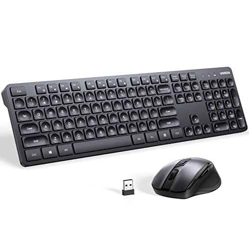 UGREEN Kit Teclado y Mouse Inalámbrico, Conexión Inalámbrica 2.4 GHz con Receptor USB Unifying, Mouse 5 Niveles dpi hasta 4000, Combo Teclado Compacto y Mouse Inalámbricos para Windows, macOS X10.8